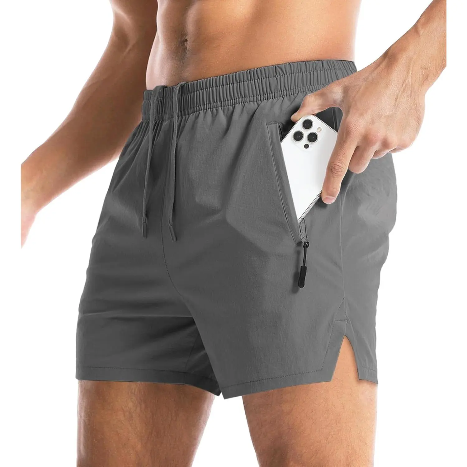 Men's Gym Shorts Linerless & Liner - 5" Quick Dry Workout Running Shorts with Zip Pockets Sports Athletic Shorts