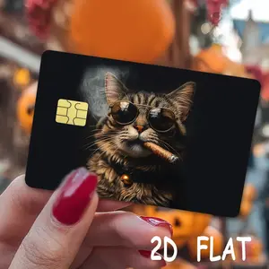 Luxurious Style 2D Pattern Credit Card Sticker Set, Cool Sunglasses Cat Design, Debit Card Skin, Fun Bank Card Skins, Holiday Gift