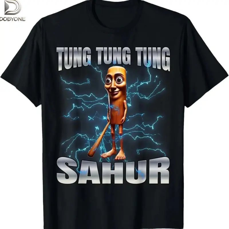 DOBYONE Winter outfit 100% Cotton Unisex Tung Tung Tung Sahur T-Shirt women graphic shirts