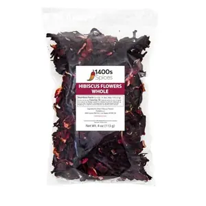 4oz Dried Hibiscus Flowers perfect for Tea and Mexican Agua Fresca, Flor de Jamaica, Sorrel Zobo Whole Flowers and Petals by 1400s Spices