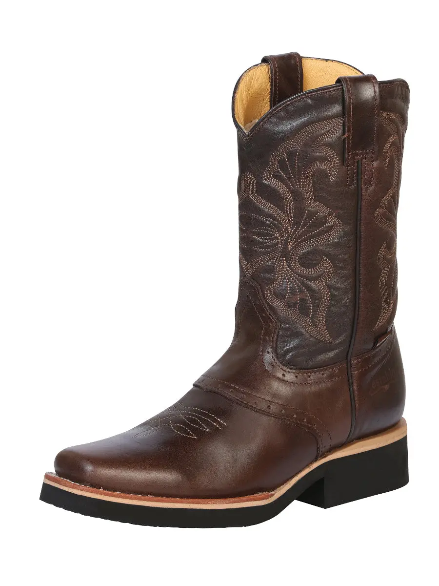 Botas Rodeo de Trabajo para Hombre Establo en Piel Rustic con Suela de Hule