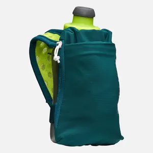 NATHAN SpeedDraw 2 Flask 12oz Sports Bottle with Power Mesh Pocket & Zippered Pocket for Hydration on the Go - Ergo Shaped Flask with Push-Pull Blast Valve Cap