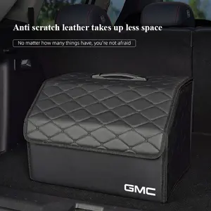 Car Trunk Organizer Box Foldable Storage Bin Leather Suitcase For GMC Terrain Sierra Canyon Yukon Acadia Savana Denali AT4 Granite