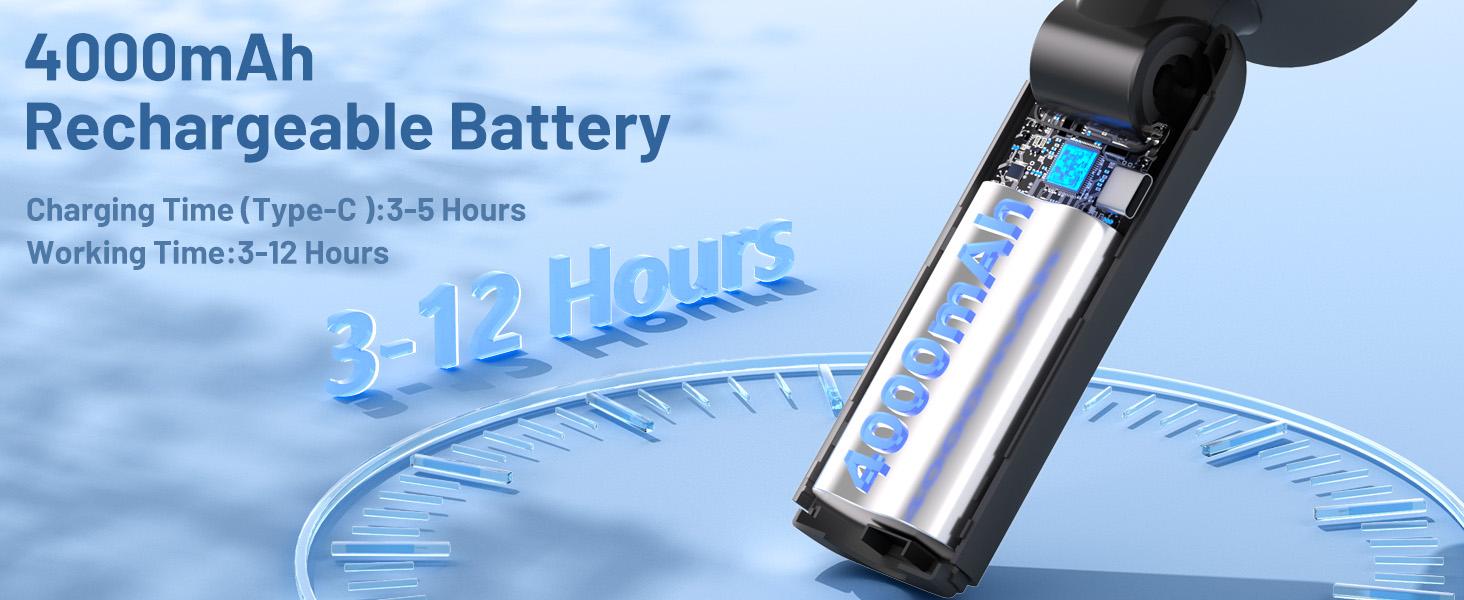 Portable Handheld Turbo Fan, 5 Speeds Ice Cooling Mode, Up to 12H Runtime, 3-in-1 Personal Fan with LED Display & Cooling Plate, Battery Operated Travel Fan for Outdoor, Beach, Gym - Summer Hot Must-Have