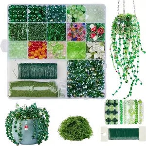 1400pcs Glass Beads, Plant Shape DIY Craft Supplies, Realistic Plant Decor Accessories, Jewelry Design Materials