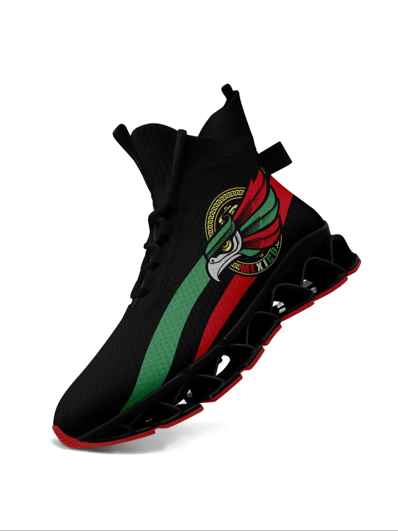 Men's Mexico Eagle Print Lace Up High-Top Sports Sneakers, Trendy Original Design with Breathable Sole, Casual Comfortable Athletic Shoes for Daily Wear and Training, Trendy Walking Sneaker, Graphic Print Sneakers, Stylish Sneaker