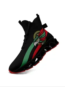 Men's Mexico Eagle Print Lace Up High-Top Sports Sneakers, Trendy Original Design with Breathable Sole, Casual Comfortable Athletic Shoes for Daily Wear and Training, Trendy Walking Sneaker