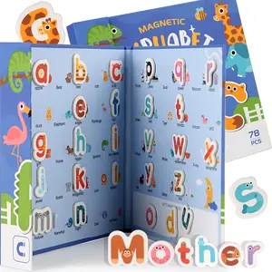 3-5 Year Old Baby English Learning Tool, Colorful Magnetic Alphabet Puzzle Book, Sticker Refrigerator Educational Set, Model At-A-001