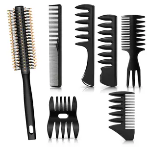 Men's Hair Styling Combs and Brush Set - Roller Brush for Adding Volume, Pompadour, Slicked-back, Fauxhawk, Undercut Styling Combs