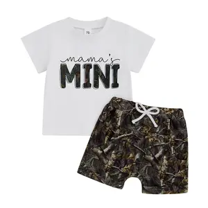 REDWOON Toddler Baby Boy Hunting Outfit Letter Camo Short Sleeve T-Shirts Shorts Set Camouflage Infant Clothes