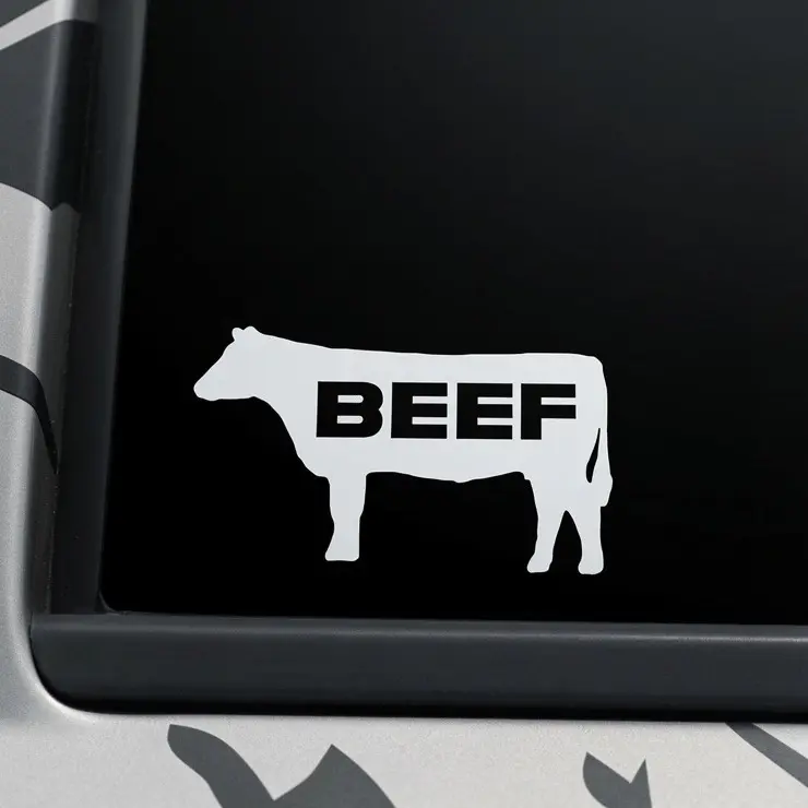 BEEF Sticker, 2-Pack Options (6 Sizes) Outdoor Durable Vinyl Decal - Easy to Apply