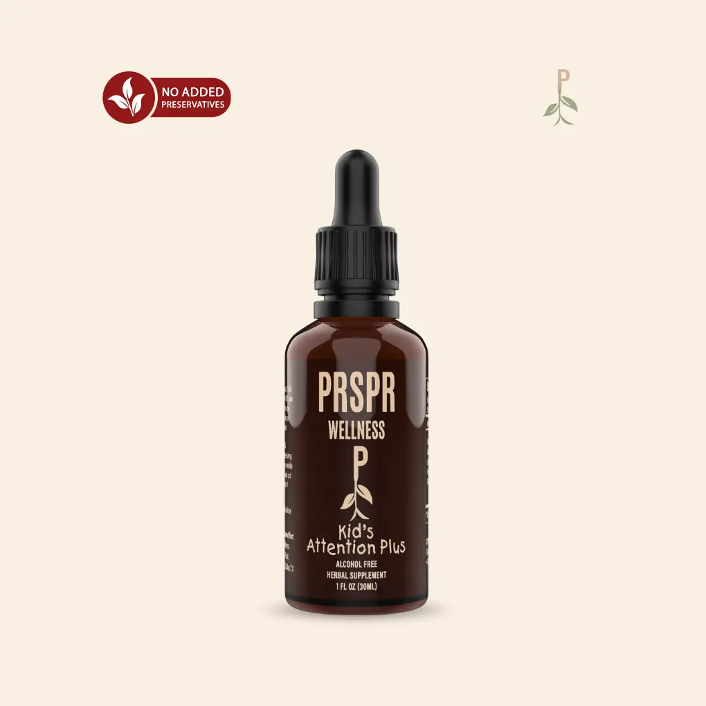 PRSPR Wellness Kids Attention Plus - Herbal Supplement for Enhanced Focus & Attention - Alcohol-Free Formula with Ginkgo, Gotu Kola, Licorice, Lobelia