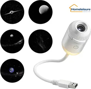 2-in-1 Galaxy Projector Night Light, USB Starry Sky Night Light Projector with Adjustable Brightness, Mini LED Projection Lamp for Bedroom Ceiling Wall Room Decor (5 Projection Films)
