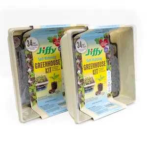 Jiffy Self-Watering Seed Starter Tray Kit, 34 Cell 36mm Expanding Peat Pellets with Water-Wicking Mat