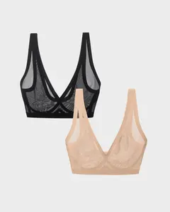 Black and Champagne Sheer Bra Duo