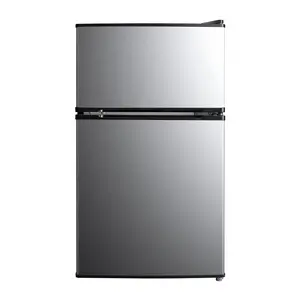 Mainstays 3.2 Cu Ft 2-Door Compact Refrigerator with Freezer, Stainless Steel, Mini Fridge for Dorm, Apartment & Office