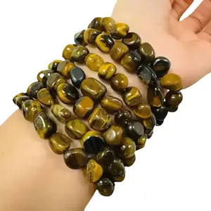 Tiger Eye Bracelet, Beautiful Healing Chakra Jewelry 8mm Nugget Bracelet