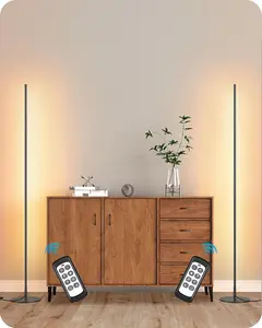 LED Corner Lamp, Set of 2 Minimalist Dimmable Tall Light with Remote, 57.5" Floor Lamps for Living Room, Bedroom, Home Office, 7 Color Temperature 2700-6000K (Black)