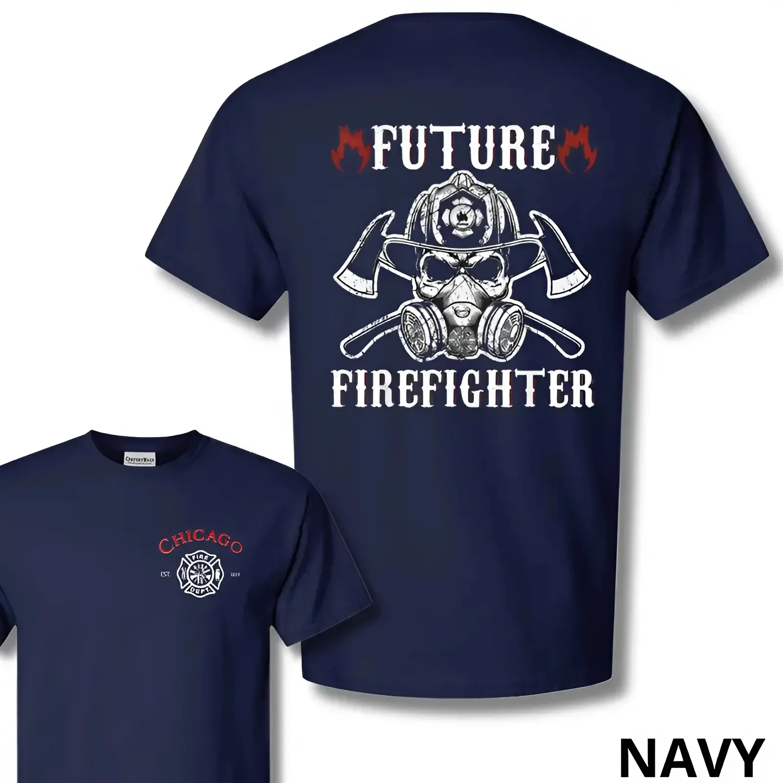 Future Firefighter T-Shirt, Firefighter Skull Mask Design, Firefighter Career Inspired Tee, Firefighter Axes Graphic Shirt, Firefighter Gift Idea