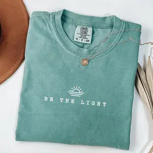 Comfort Colors Be The Light Bible Verse Shirt, Holy Spirit Jesus Lover Christian Apparel for Women, Faith Based Gift Shirt Cotton Top