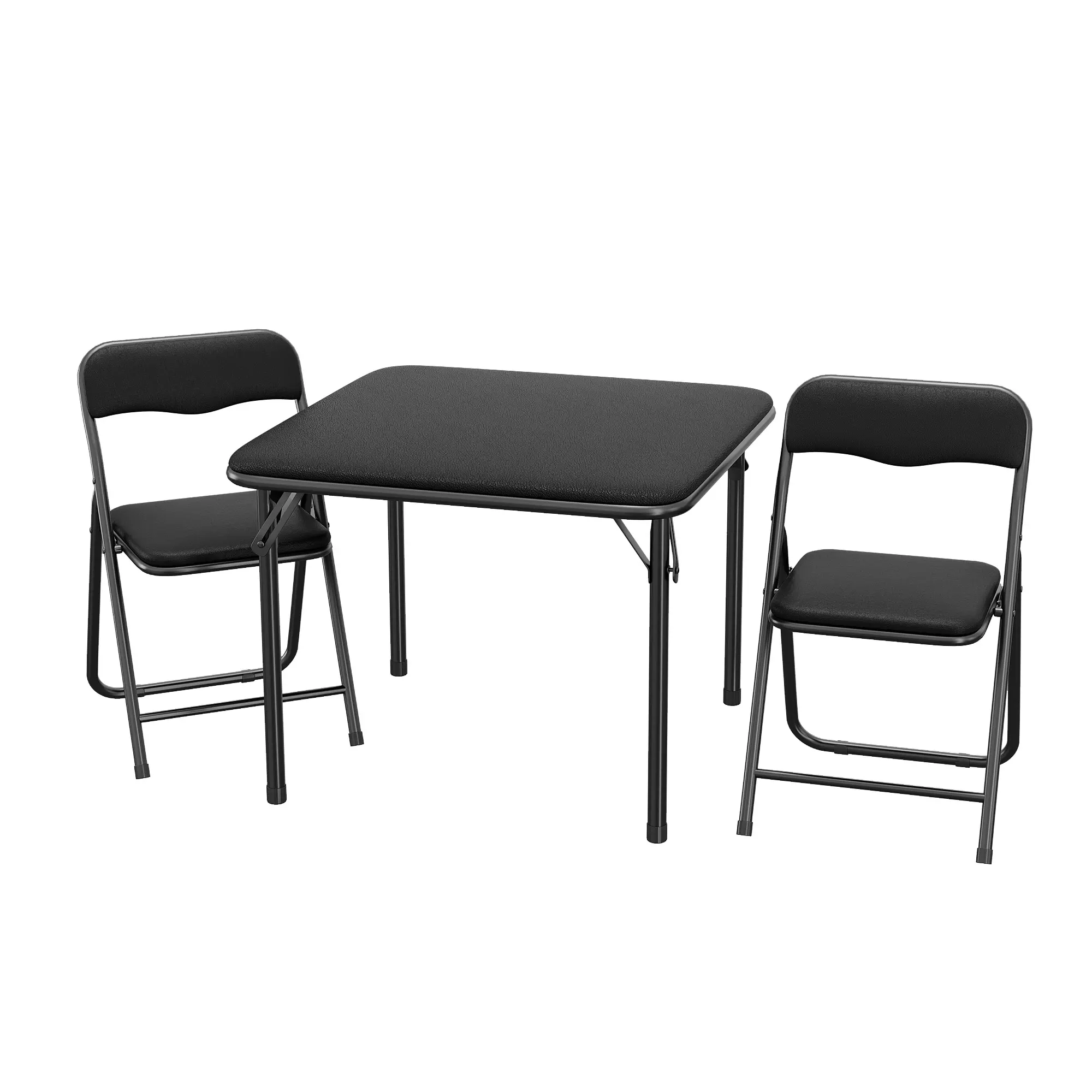 Garvee Kids Folding Table & 2 Chairs Set (3-Piece) - 24" Square Portable Activity Table - No Assembly, Space-Saving Collapsible Steel Frame - Wipe-Clean Surface for Indoor/Outdoor Ages 2-6