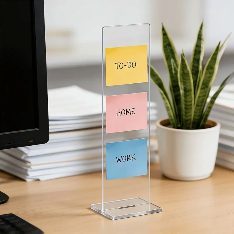 Removable Transparent Acrylic Memo Board and Support Stand for Office and Home, Office Stationery Supplies, and Clear Colors Optional, Desktop Sticky Note Organizer, Keep Your Schedule Tidy, Desk Accessory, Desk Gadgets