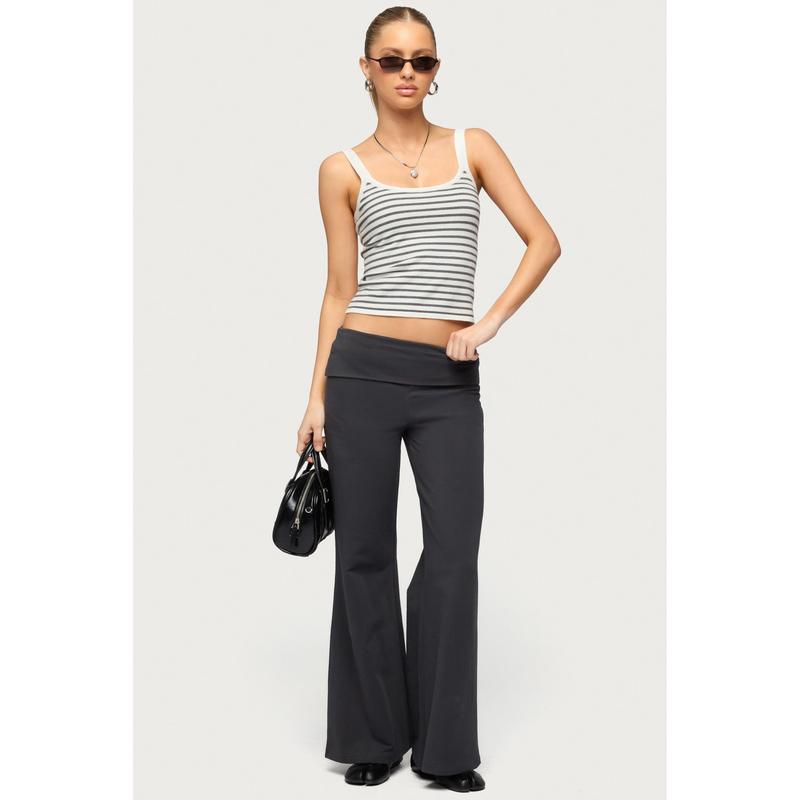 Petite Wide Leg Fold Over Pants