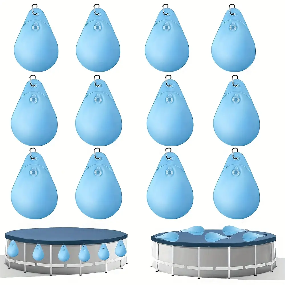 6/12pcs Pool Wall Bags with Hooks - Durable PVC Pool Cover Weights for Above Ground Pools, Secure Pool Cover Attachment, Easy Installation, Pool Cover Accessories, Pool Cover Weights, Pool Cover Accessories, Pool Cover Weights, Pool Cover We
