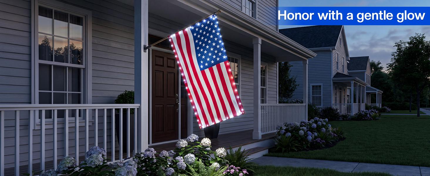 Avatar Controls 3x5FT Smart American Single Side Flag Lights App Control Plug in 4th of July Decorations Lights DIY Color, Music Sync Light Up Patriotic Single Side US Flag Lights for Wall Bedroom, Memorial Day, Independence Day（NOT REMOTE)