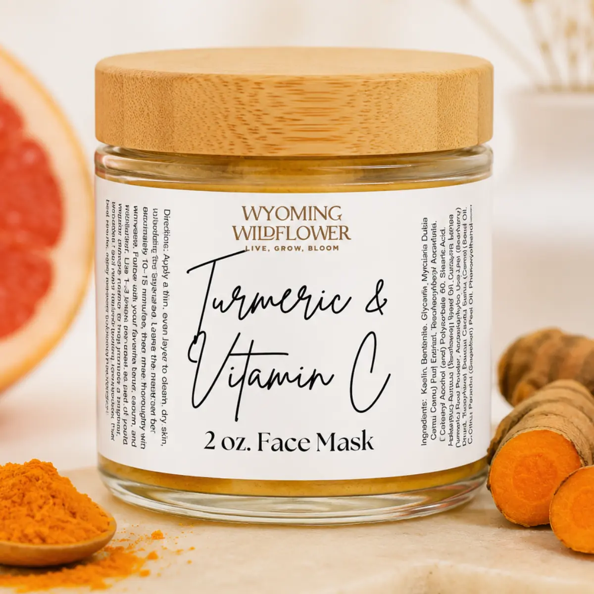 Turmeric & Vitamin C Face Mask: Brightening, Even Complexion, Dark Spots, Age spots, Wyoming Wildflower