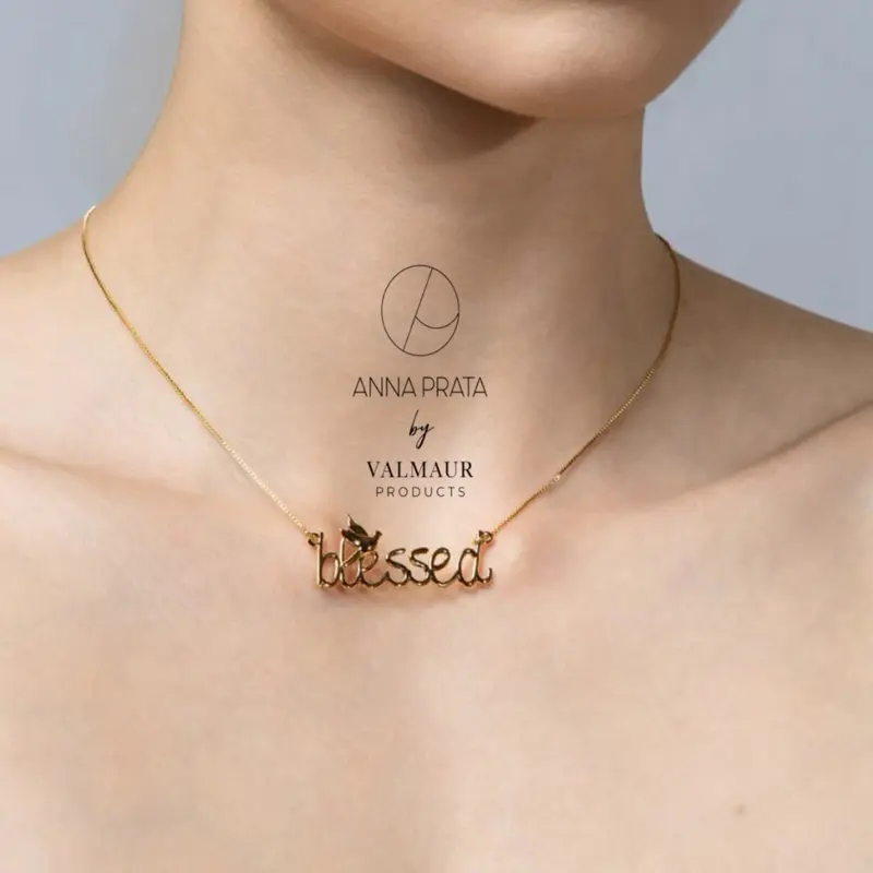 Anna Prata by Valmaur Products “Blessed” Dove Necklace – Gold Plated Brass Inspirational Minimalist Jewelry
