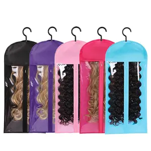 5/3Pcs Wig Storage Bag With Hook Wig Storage Hanger Zipper Transparent Dustproof Dust Cover Wig Storage Bag, Hair Extension Holder Wig Bag Wig Storage For Multiple Wigs Holder Hair Extension Hanger Wig Tool Wigs Accessories For Salon & Home Use