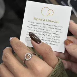 Simple Meaningful Sister Rings: Inspirational "Hope" Design for Siblings, Minimalist Engraved Band for Big & Little Sis, Sterling Silver Style Jewelry for Daily Wear