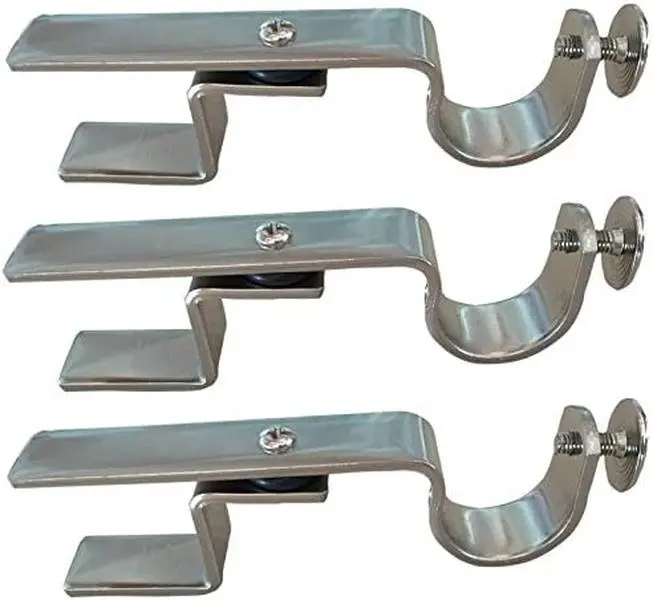 NoNo Bracket - No Drill Curtain Rod Bracket Attachment for Blinds (Nickel Set of 3)