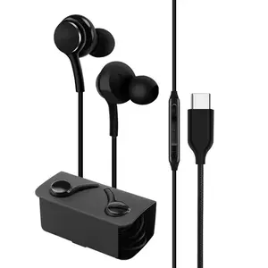 USB C Headphones with Mic – Type C Wired In Ear Earphones Hifi Stereo Earbuds Galaxy USBC Earbuds Compatible Apple 16 15, Galaxy S25 S24 S23 S22 S21 S20 FE, Note, MacBook, iPad – USB C Audiofonos Black
