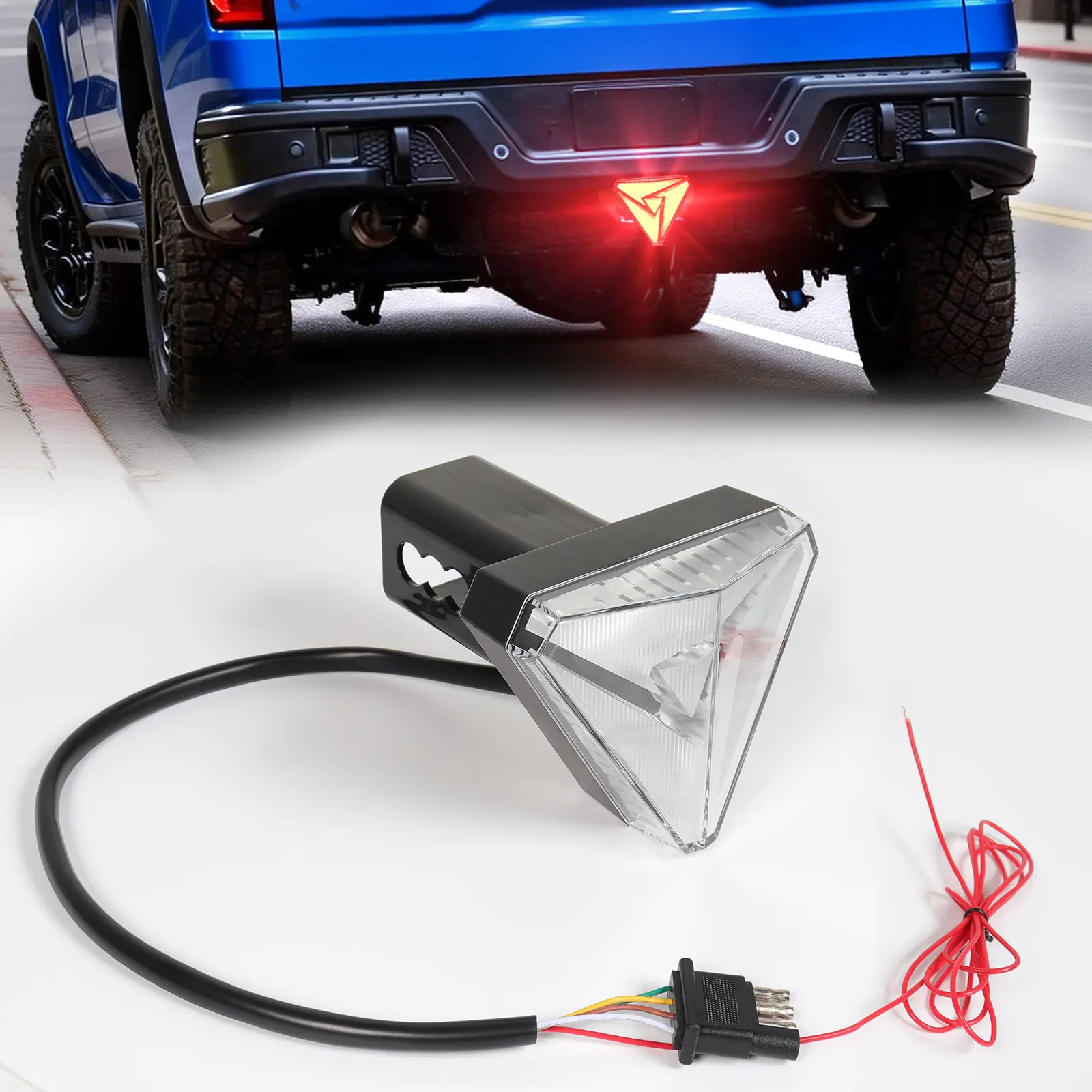 Hitch Brake Light，Tow Hitch Red LED Tail Brake Stop Light White Reverse Lamp with 4 Pin Connector for 2" Receiver SUV Pickup Truck,Hitch Brake Light