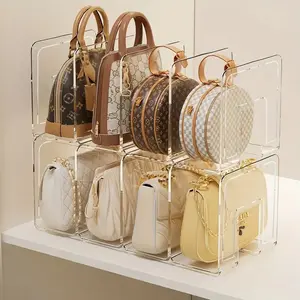 Mixed Color Selection Acrylic Handbag and Purse Organizer Rack - Transparent Plastic Bag Storage Divider for Closet and Retail Display