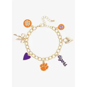 Clemson Tigers Enamel Icons Charm Bracelet in Gold