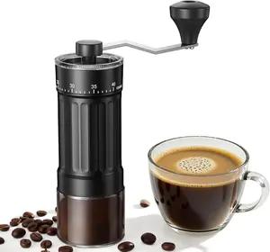 Manual Coffee Grinder with Conical Burr, 40 Adjustable Settings, 30g Capacity, Portable for Espresso, French Press, Travel, Camping, Office & Home Use