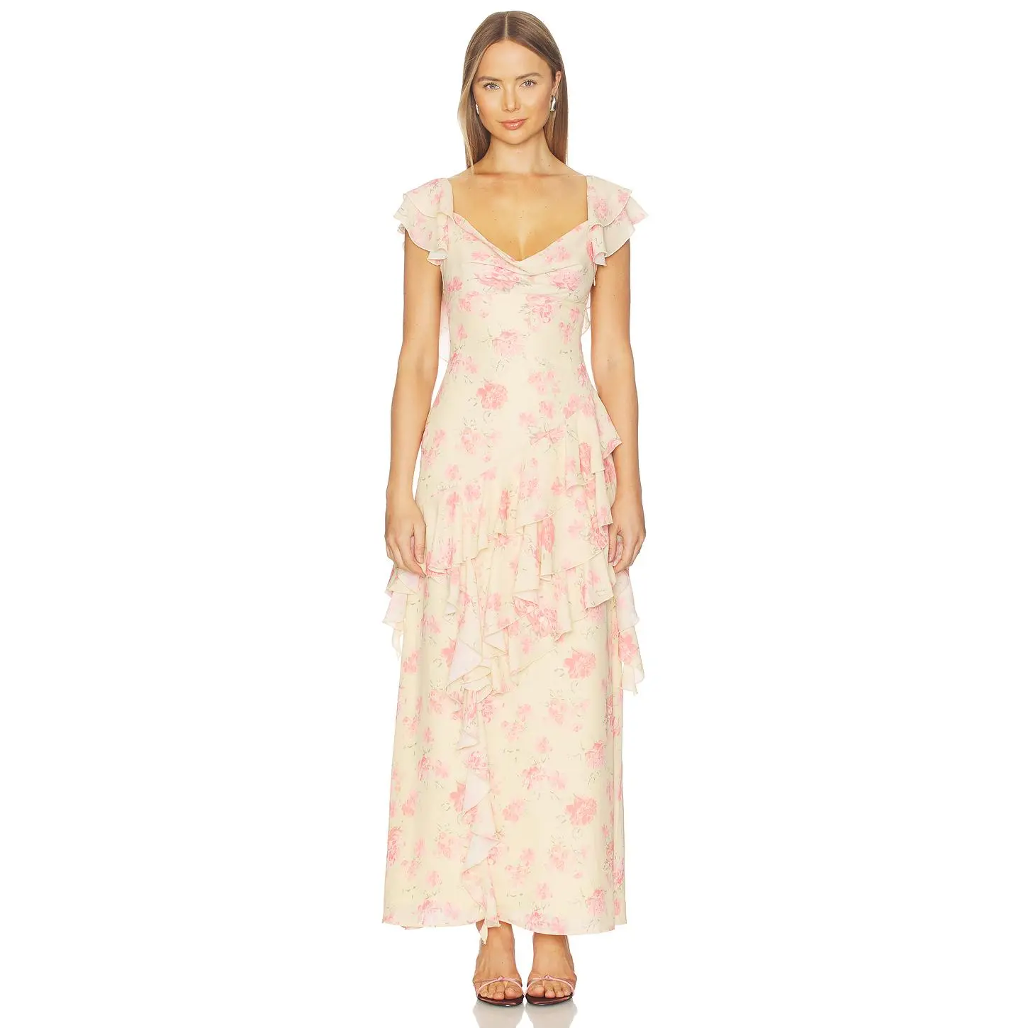 Tularosa Jessalyn Maxi Dress in Pink Floral Multi