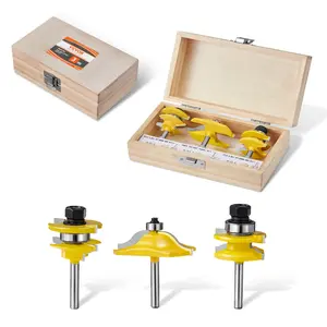 VEVOR Router Bits Set 3 Pieces Carbide Router Bit 1/4 Inch Shank Carrying Case