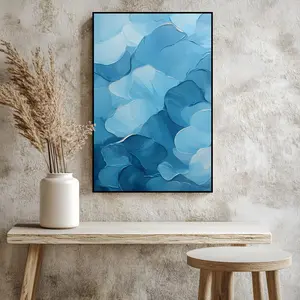 Abstract Fluid Blue Shapes Canvas Painting Textured Modern Art for Living Room Bedroom Dining Room Minimalist Wall Decor Indoor Home Office Farmhouse Style