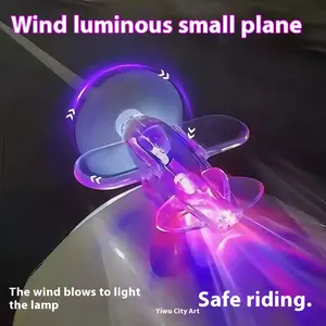 Rotating LED Airplane Car Decor - Colorful Wind Power Spinning Vehicle Accessory for Motorcycle/Truck Dashboard, Cool Glowing Night Lights for Kids/Adults Auto Gifts Universal Compatibility Strong Suction Cup