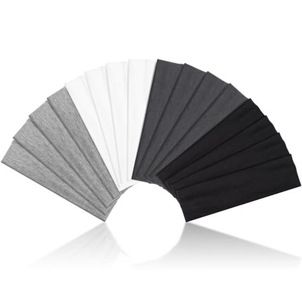 16pcs non-slip cotton headbands—soft, breathable & stylish. Perfect for workouts, yoga & daily wear. Stays in place & offers great value