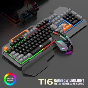 Wired Gaming Keyboard and Mouse Combo with RGB LED Backlight and Ergonomic Wrist Rest for Enhanced Comfort and Performance