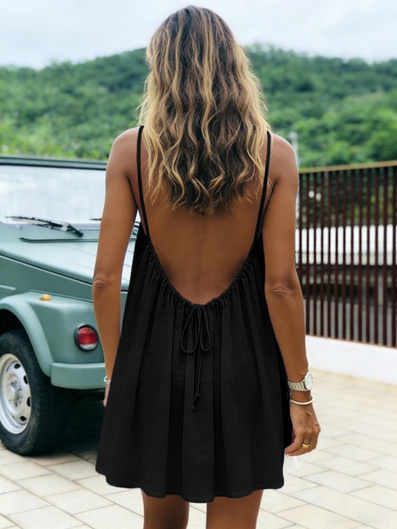 Backless Cami Dresses for Women Cami Lounge Dress Backless Solid Color Sleeveless House Dress Long Sundress with Back Tie Backless Cami Dresses for Women Cami Lounge Dress Backless Solid Color Sleeveless House Dress Long Sundress with Back Tie