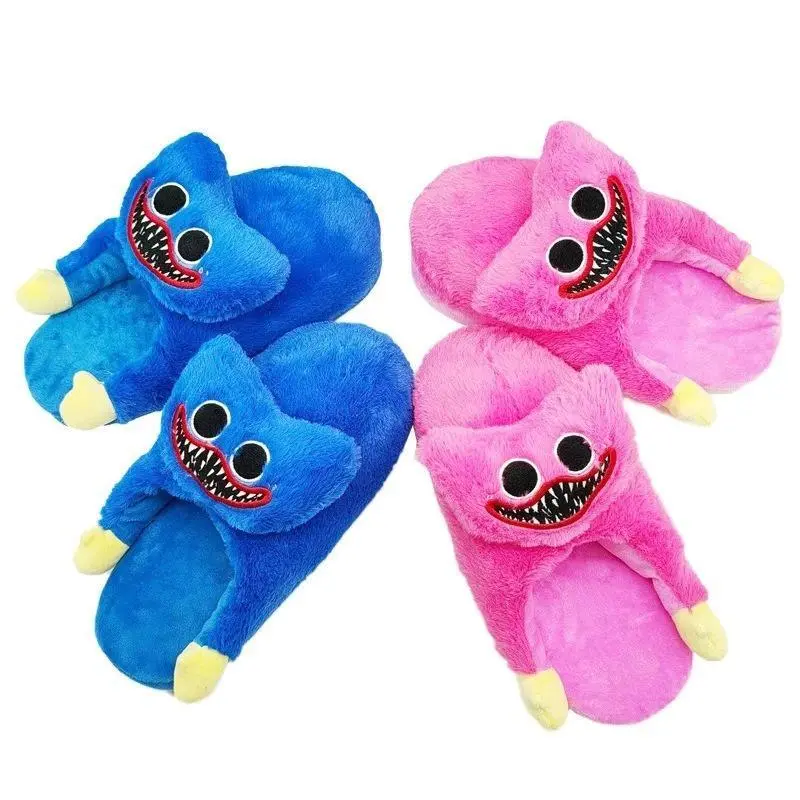 Huggy Wuggy Poppy Playtime Plush Slippers, Cute Cartoon Warm Soft Indoor Non-Slip Winter House Shoes, Gift for Kids & Fans