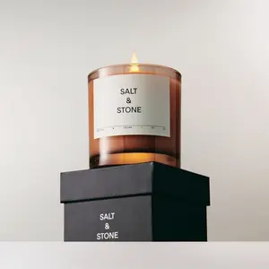 Salt & Stone Black Rose & Oud Scented Candle, 8.5 oz - Coconut & Soy Blend Wax, Hand-Poured, 100% Cotton Wick, 50-Hour Long-Lasting Burn, for Women & Men, Home Decor, Decoration