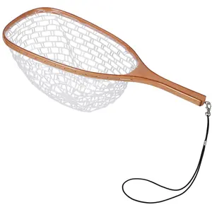 Garvee Fly Fishing Nets for Trout - Fishing Landing Net,Soft Rubber Catch And Release Fish Net With Wooden Handle Frame,Gifts for Anglers And Fly Fishing Enthusiasts,White Web