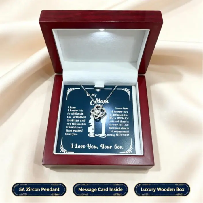 Sentimental To My Mom Necklace From Son, Meaningful Mother Jewelry Birthday Anniversary Valentine Gifts For Mom With Gift Message Card